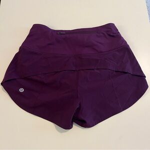 Lululemon eggplant speed up size 2 shorts 
excellent condition 
tied string